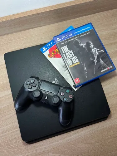 PS4 Slim + Controle Original + 2 Jogos