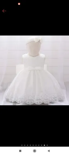 Vestido luxo bebê 12-18 meses pronta entrega branca ano novo