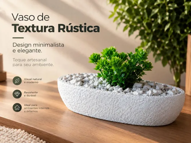 Kit 2 vasos decorativos em "concreto branco" Modernos com acabamentos texturizados