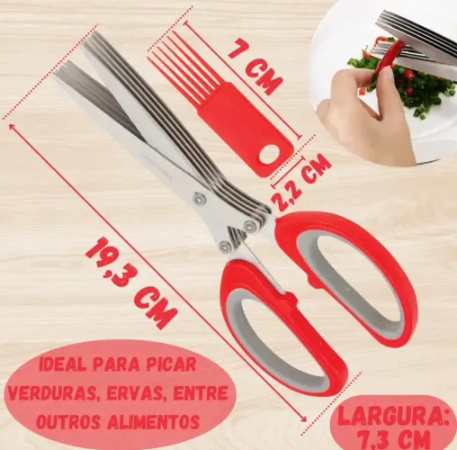 TESOURA COZINHA ALIMENTOS + COPO SHAKE COQUETEIRA 500ml MEDIDOR