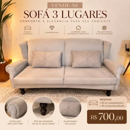 Venda sofá 3 lugares