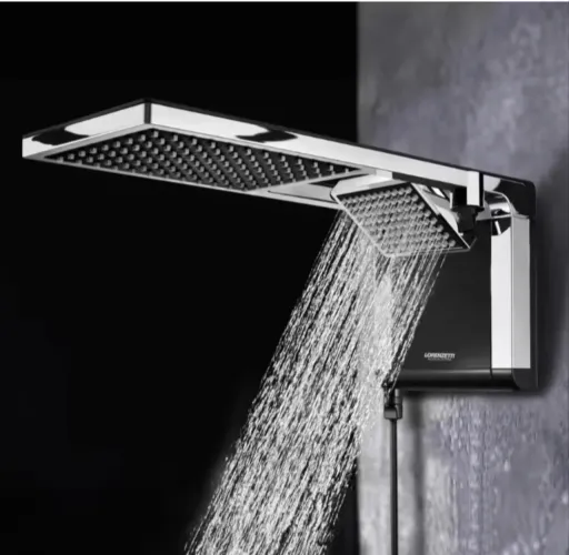 Chuveiro Lorenzetti Acqua Duo Preto/Cromado