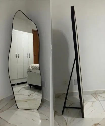 Espelho Corpo Inteiro Orgânico Flame 150x50cm C/ Suporte De Chão
