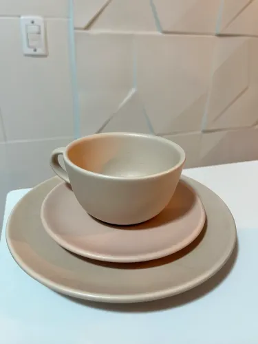 Aparelho de jantar / chá Oxford Merengue bege liso
