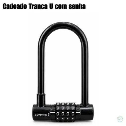 Cadeado tranca U Com senha antifurto bicicleta moto bike 9x14cm