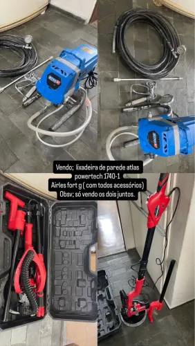 Vendo lixadeira de parede atlas powertech / airles forte com todos acessórios 