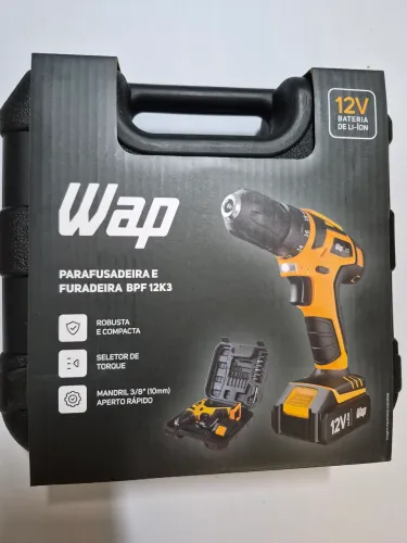 Parafusadeira Furadeira Sem Fio 12v 12k3 Mandril 10mm Broca Maleta Wap