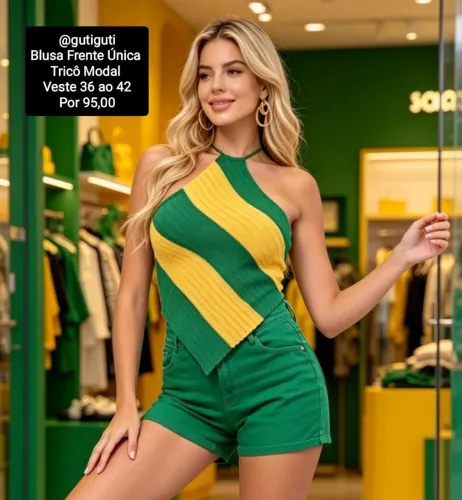 Blusa Feminina frente única em tricô modal do Brasil