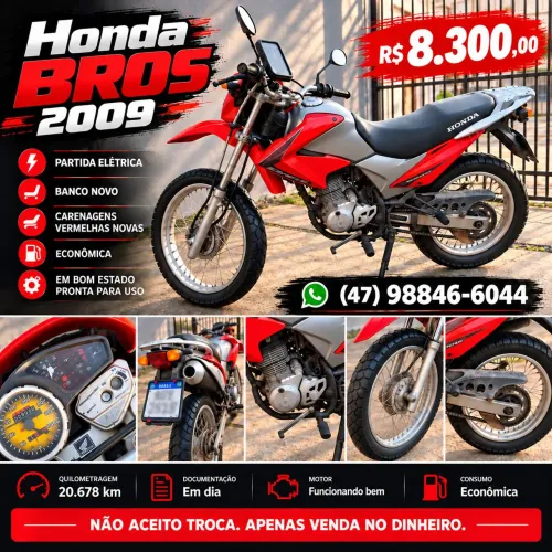 Vendo Honda Bros 2009 em bom estado.