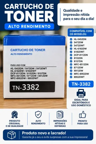 Toner Brother TN-3382 Original - Novo, Sem Uso