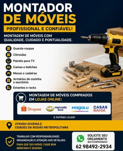 Montador de móveis, montagem de móveis, montador em Goiânia