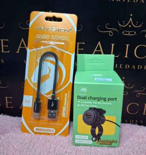 Kit carregador de moto + cabo