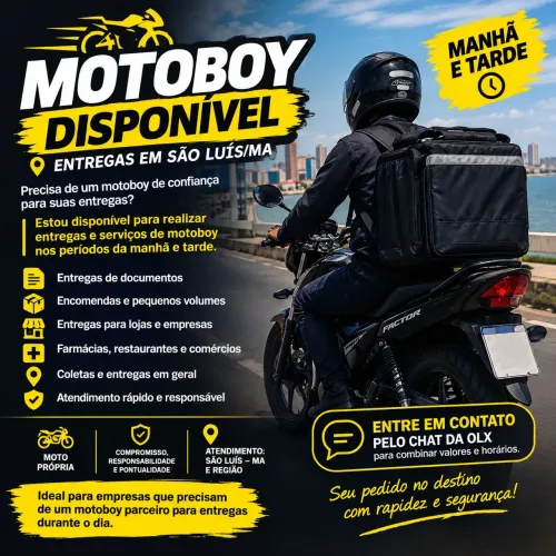 MOTOBoy DISPONÍVEL - ENTREGAS EM SÃO LUÍS/MA