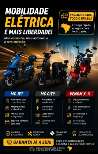 SCOOTERS ELÉTRICAS, ENTREGA EM TODO BRASIL