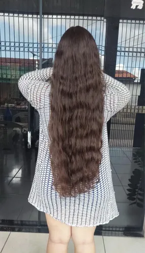Cabelo humano virgem Castanho ondulado virgem 55 cm alta qualidade