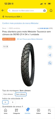 Vendo pneu Metzeler 90-90-21-H