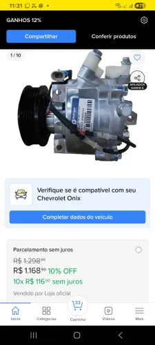 Compressor ar condicionado compatível com onix, cobalt, spin e sonic