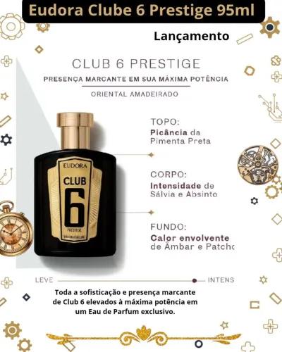 Eudora Club 6 Prestige Eau de Parfum masculino, 95ml