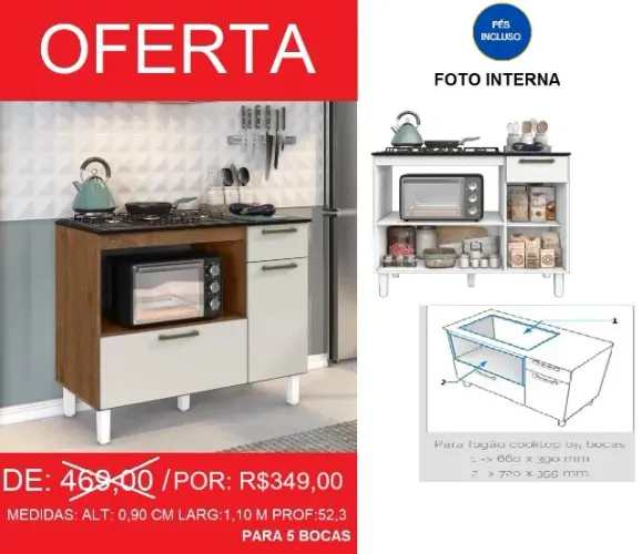 Balcão - cooktop - compre hoje e receba em até 72 horas 