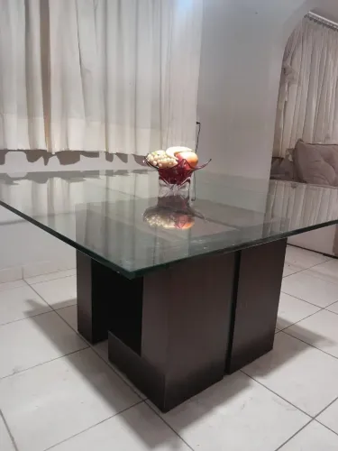 Mesa tampo vidro grosso