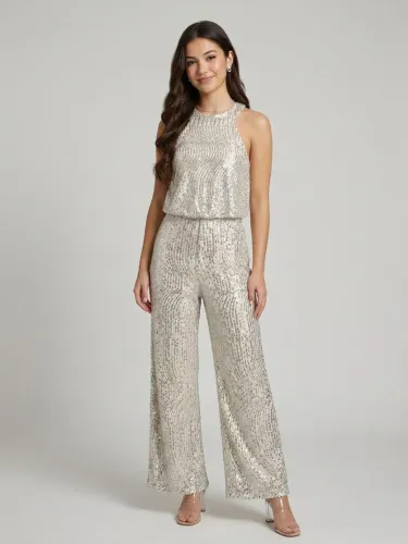 Macacão Pantalona ZARA Kids Premium - Paetês Ondulados (Tam 10 / 140cm)
