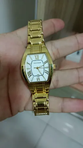 Relógio feminino technos dourado retro
