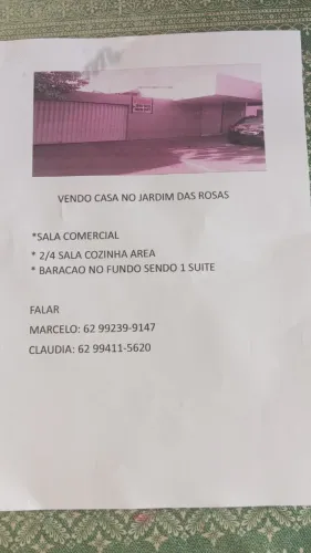 Vendo casa com barracão setor jardim das rosas-Goiania valor $220.000,00, aceito proposta