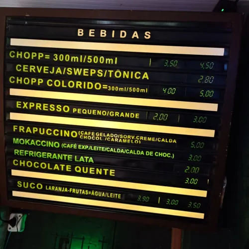 Painel luminoso vintage bebidas