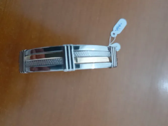 Bracelete aço cirurgico com ouro 18K-750