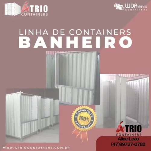 Container Banheiro Sextuplo 3x2m para Obras | 100% Galvanizado e Desmontável