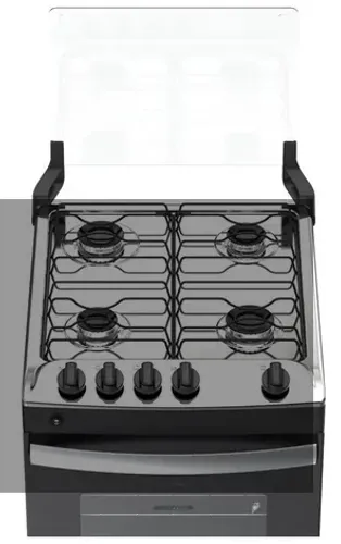 Fogão 4 Bocas Atlas Automático Milão Fast Mesa de Inox Preto