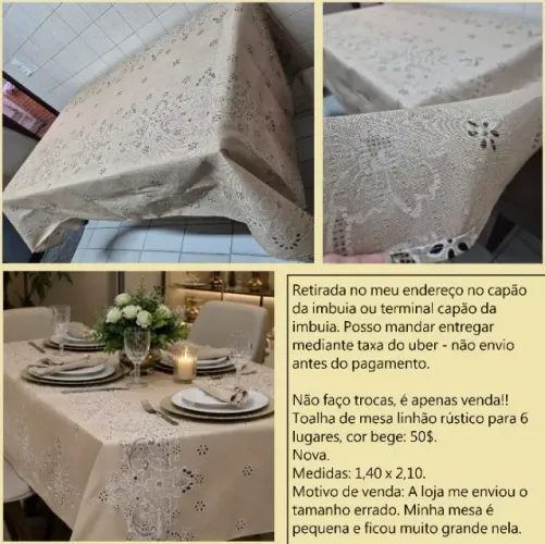 Toalha de mesa retangular linhão 1,40x2,10 nova