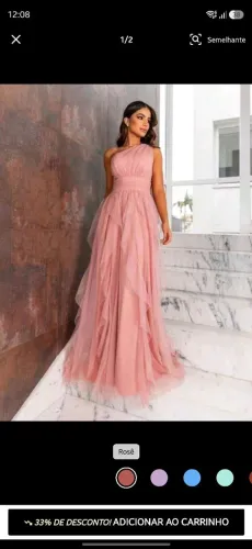 Vestido Longo Festa Madrinha Casamento Formatura Rose Tam G