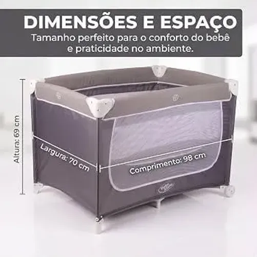 Berço Portátil Desmontável Confort Baby com 2 alturas Mosquiteiro Colchonete e Bolsa.