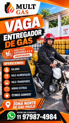 ENTREGADOR DE GÁS ZONA NORTE