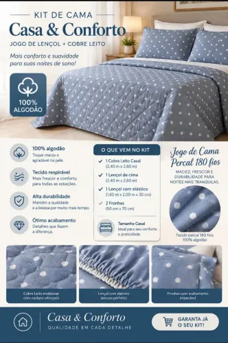 Kit cama completo poá