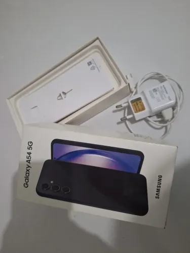 Samsung Galaxy A54 5G 128GB Preto + Caixa, Chavinha para o chip, Carregador e película 