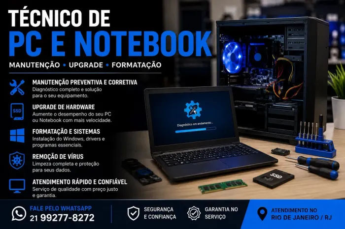 Técnico PC e Notebook RJ | Manutenção e Upgrade