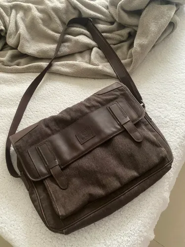 Bolsa Carteiro / Pasta Bennesh Original - Lona e Couro Legítimo