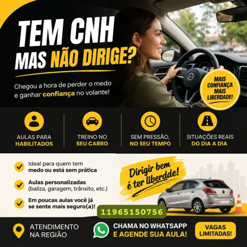 AULAS PARA PESSOAS HABILITADAS COM VEICULO PRÓPRIO. 