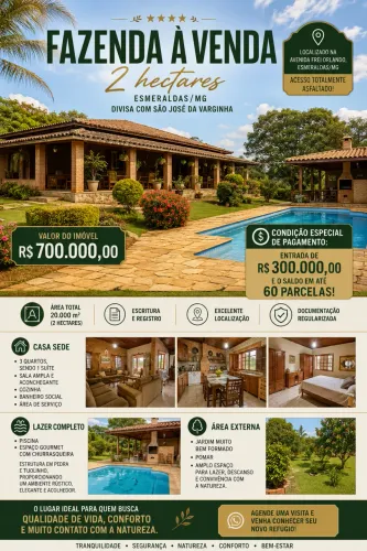 FAZENDA DE 2 HÁ COM ESCRITURA E REGISTRO, DIRETO COM PROPRIETÁRIO