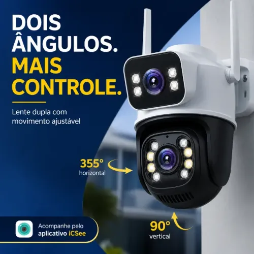 Câmera de Segurança Wi-Fi Inteligente 360° com Visão Noturna e Áudio