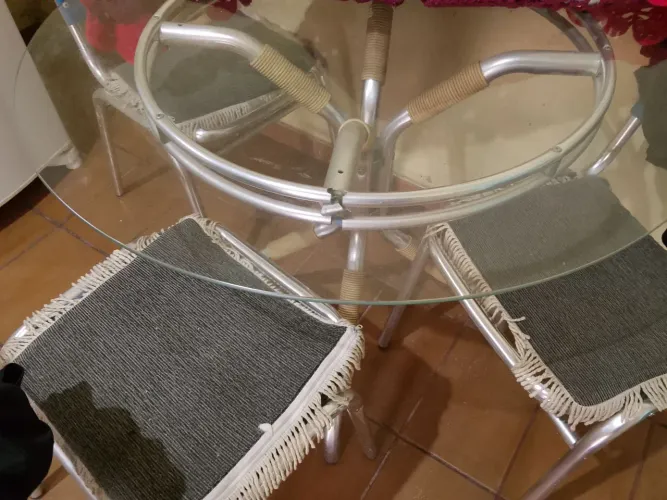 Mesa tampo de vidro