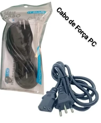Cabo de Força Tripolar para PC, Monitor, Impressoras, Vídeo Gamer Novo