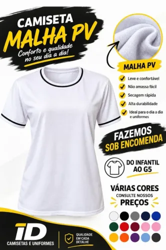Uniformes e camisetas em malha pv