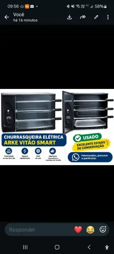Churrasqueira Elétrica Arke Vitta Smart - 3 Espetos (Excelente Estado)