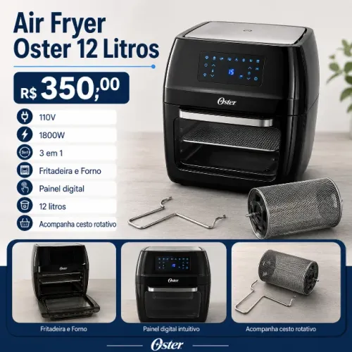 Vendo Air Fryer Oster 12 Litros 3 em 1