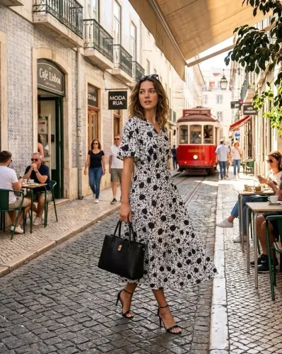Vestido estampado branco e preto tamanho único preço de bazar