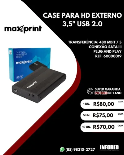 Case para HD de PC 3,5" USB 2.0