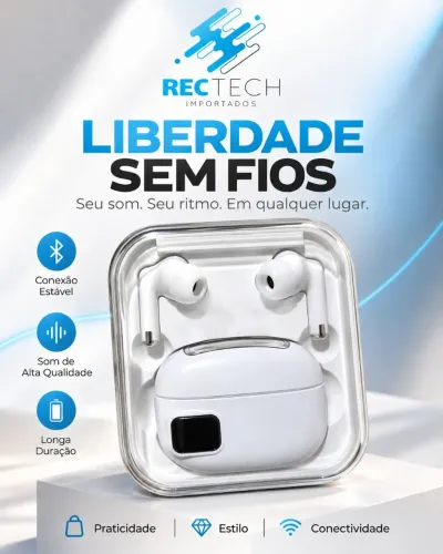 Fone Bluetooth 5.3 - microfones - tipo C - Novo